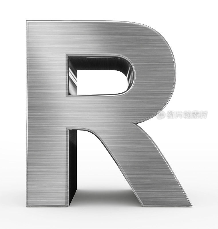 字母R 3d金属隔离在白色